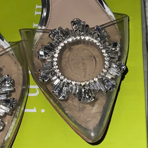 Gianni Bini Vailie Ankle Strap Pointy Flat SZ 8 in Clear PVC - Picture 5 of 16